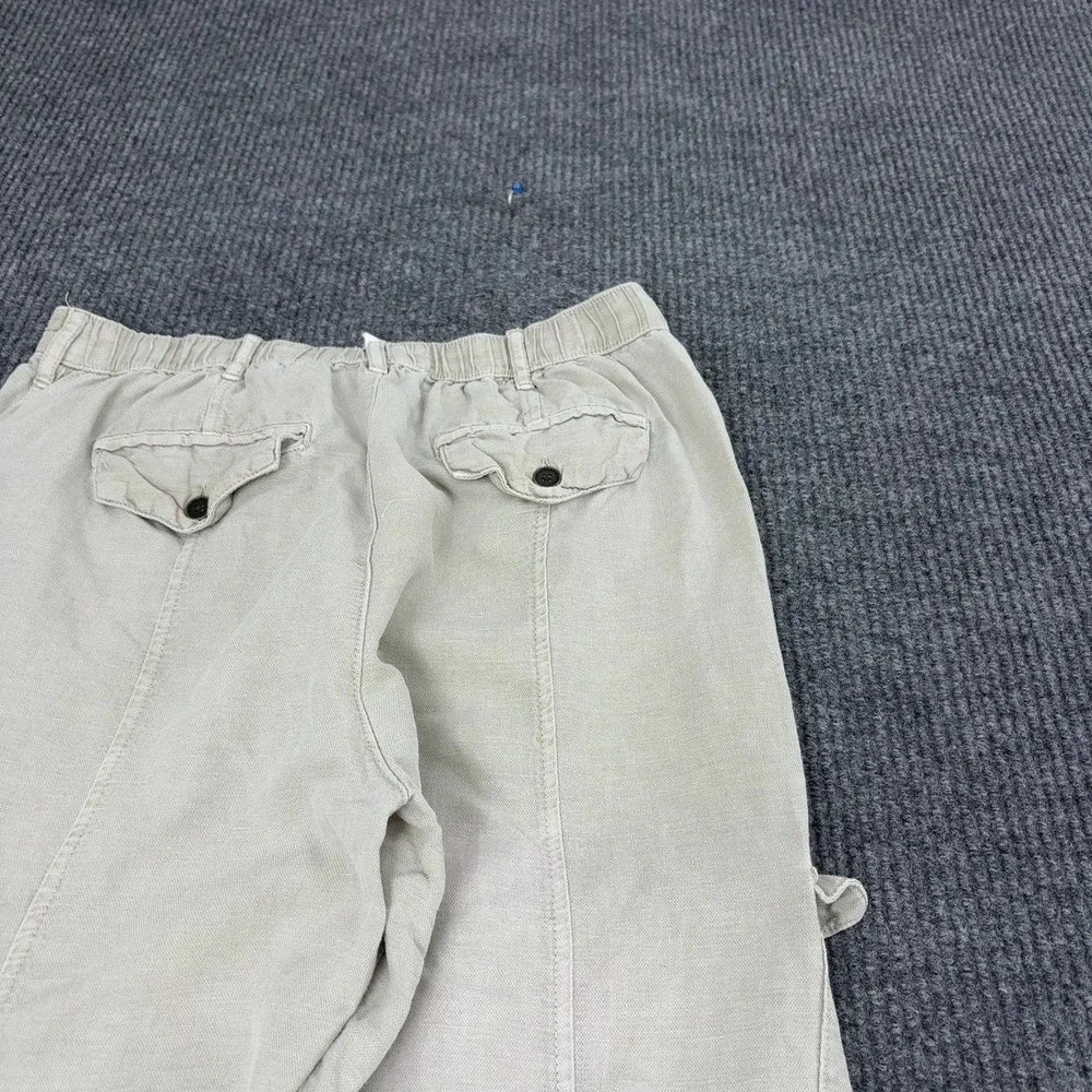 Nicole Miller Cargo Pants Womens M Tan Linen Blend Utility Gorpcore Casual Style